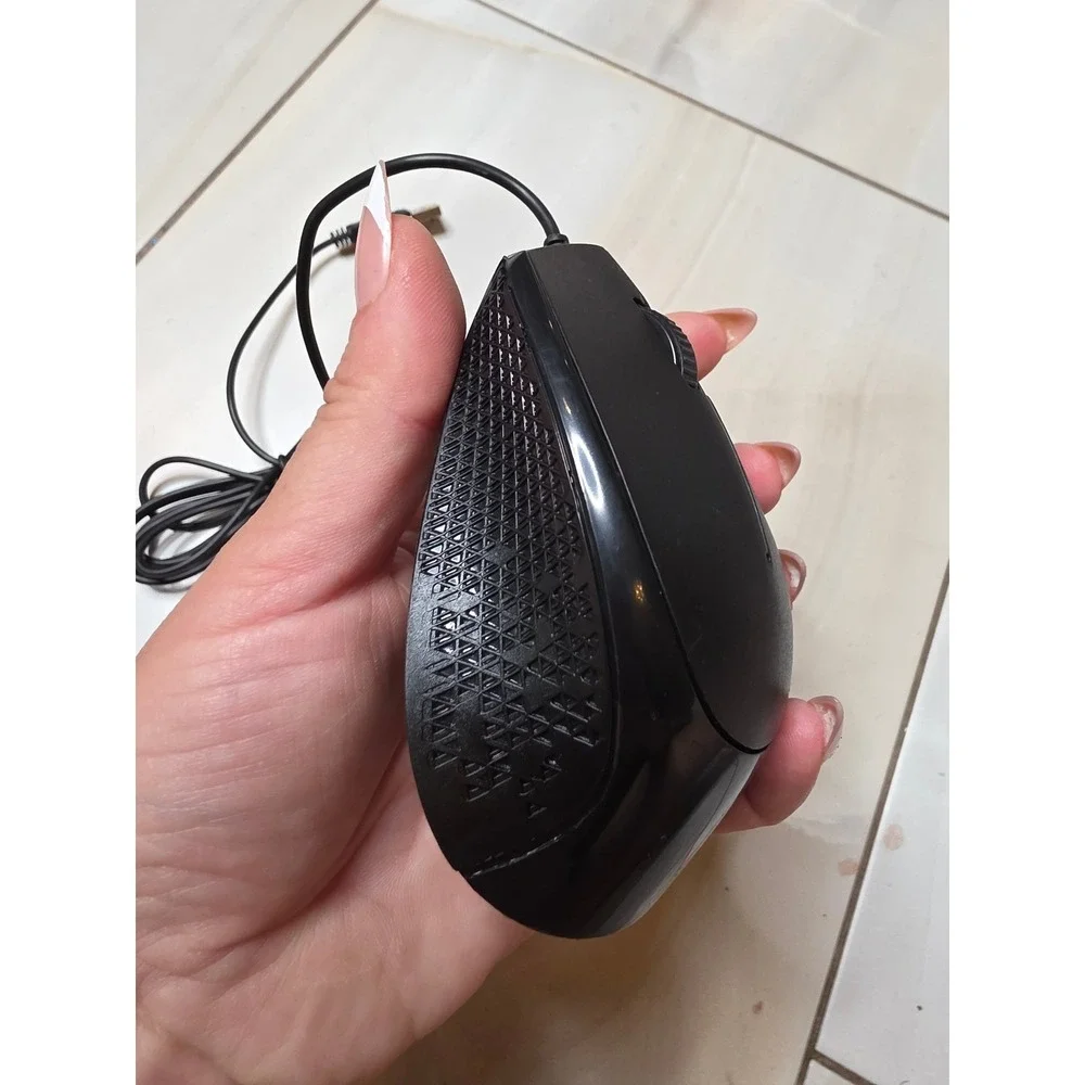 Black Wired Optical‎ USB Computer Mouse Ergonomic Textured Grip MO-205U F3